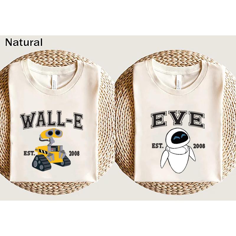 Wall-E and Eve Shirts,Wall-E and Eve Couple Shirts,Wall-E and Eve Matching Shirts, Couples Shirts, Trip Shirt Comfort Cotton