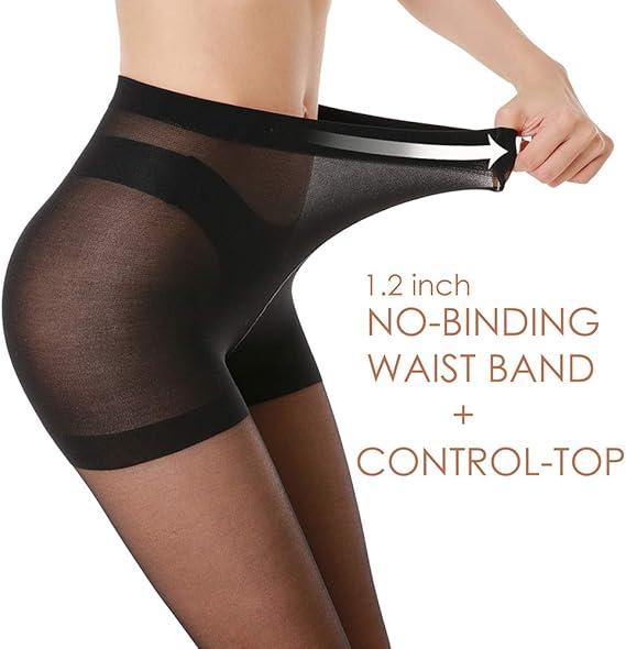 Tights Pairs Women's Sheer Tights - 20D Control Top Pantyhose with Reinforced Toes