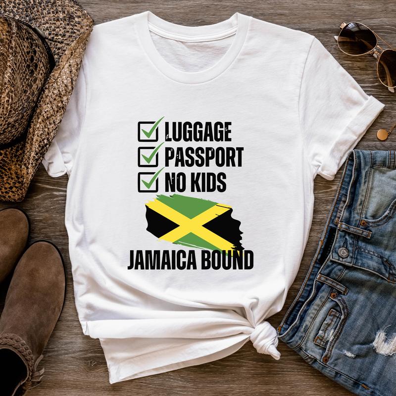 Luggage Passport Jamaica Bound T-shirt, Flag Travel Shirt, Vacation Holiday Short Sleeve, Passport Vacay Shirt, Family Trip Matching Shirts