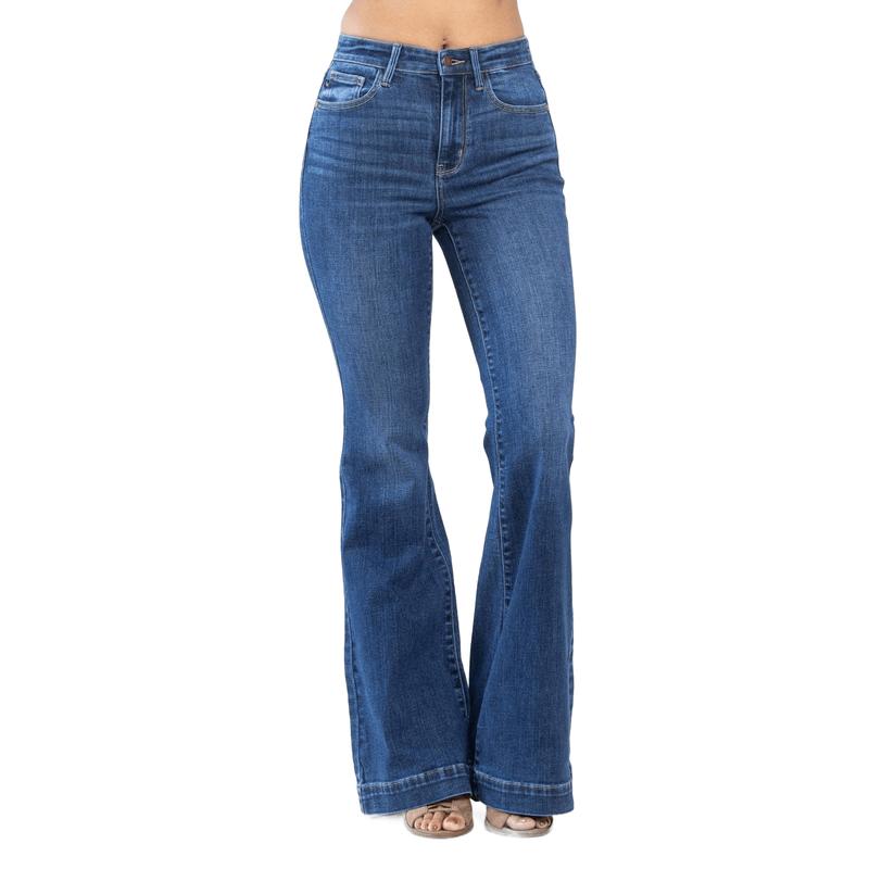 JUDY BLUE HI WAIST WIDE HEM FLARE JEANS