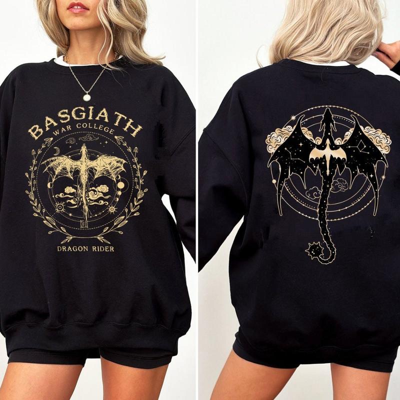 Fourth Wing Double-Sided Sweatshirt - T-Shirt - Hoodie, Basgiath War College Sweatshirt - T-Shirt - Hoodie, War College Gift Daily Outfit, Men Shirt, Women Shirt, Casual Clothing, Birthday Gift