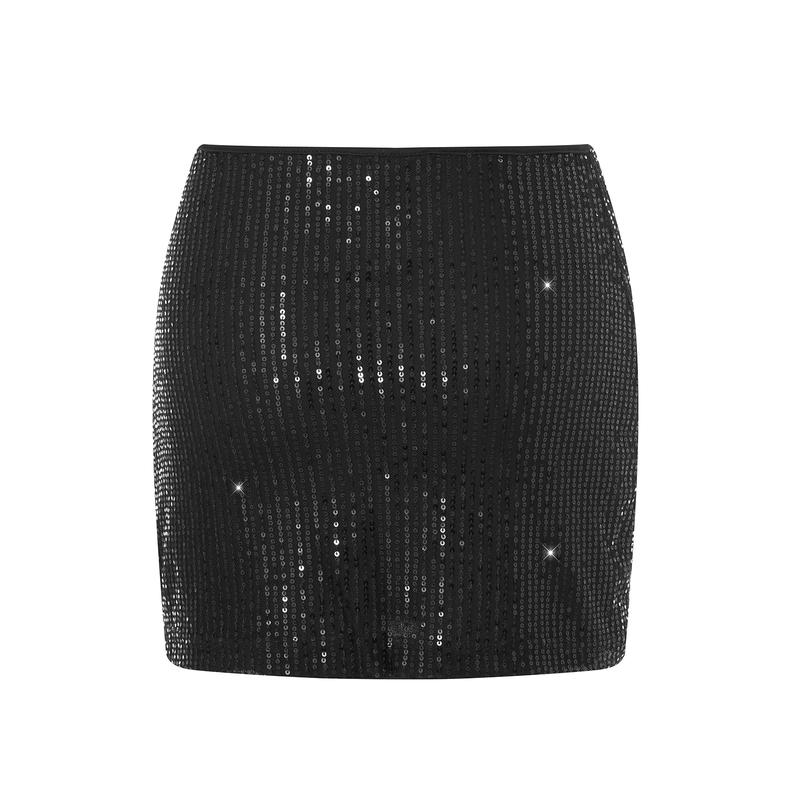 Women Shiny Sequin Mini Skirt Elastic Low Waist Y2k Glitter Pencil Skirts Bodycon Streetwear Sparkly Dance Party Short Skirt