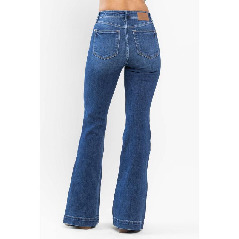 JUDY BLUE HI WAIST WIDE HEM FLARE JEANS