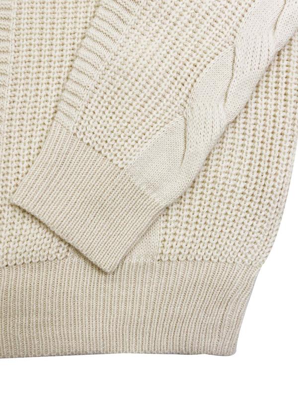 Women's Solid Twist Texture Drop Shoulder Cable Knit Sweater Dress, Casual Long Sleeve Turtleneck Knit Dress for Spring & Fall, Fashion Women's Clothing for Daily Wear