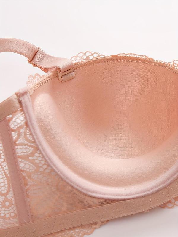 Women's Plain Scallop Trim Lace Bra, Adjustable Strap Push Up Lingerie, Lingerie for Women, Bras for Women, Back To School Wear, Fashion Comfy Bra for Daily Wear