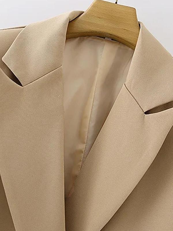 Womenswear Double Breasted Lapel Blazer, Minimalist Elegant Long Sleeve Flap Detail Button Front Blazer Jacket, Basic Ladies Autumn Outerwear for Work Office Business, Fall Outfits, Earthtone Fallfreshness, Fall Outfits, Fallfreshness Tops