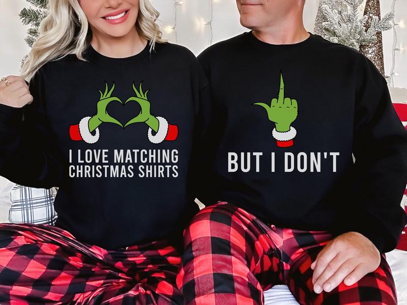 Christmas Couple Shirts, Pajamas, Funny Shirt Set, Ugly Sweater, Matching Tshirts for Couples,   Christmas Gilf