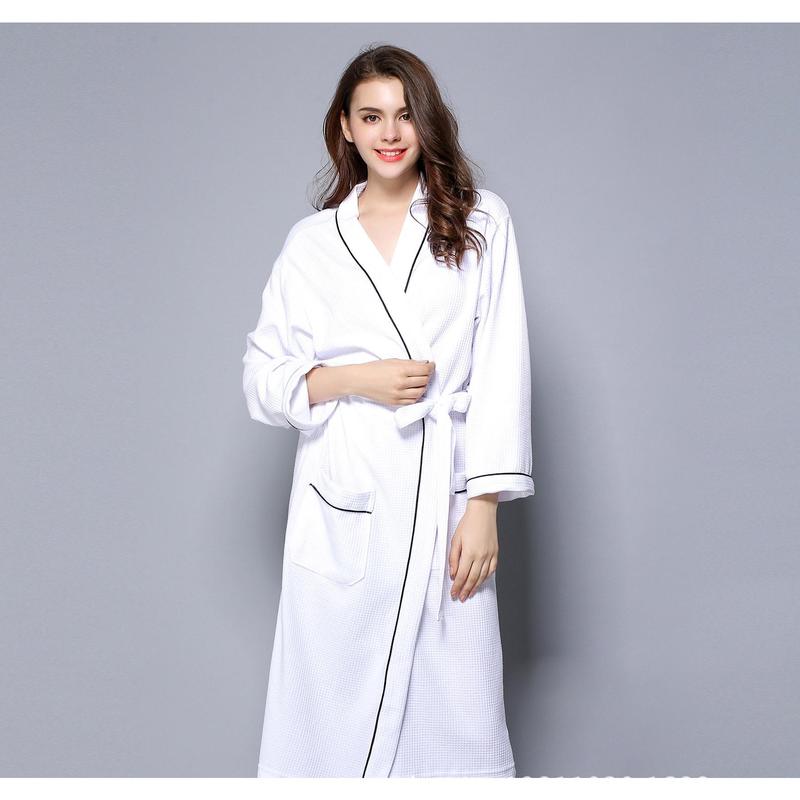 Spring and Summer Couple Waffle Bathrobe Soft Cotton Bathrobe Club Hot Spring Nightgown plus-Sized plus Size Womenswear Clothing