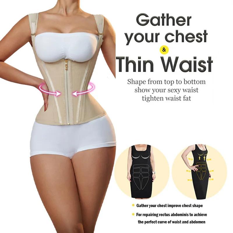 Women Sexy Body Shaper Corset Breasts Support Gather Vest Waist Trainer Postpartum Flat Belly Sheath Fajas Colombianas Girdle