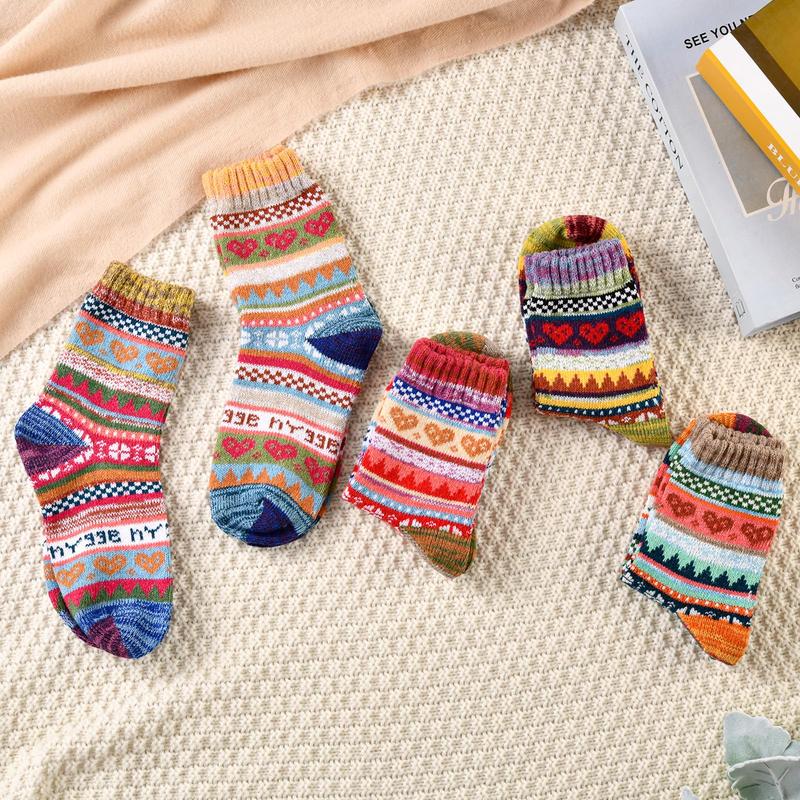 Wool Socks - Vintage Winter Warm Wool Socks for Women, Soft Cozy Socks, Thick Knit Boots Socks Gifts for Women Men，Winter Essentials