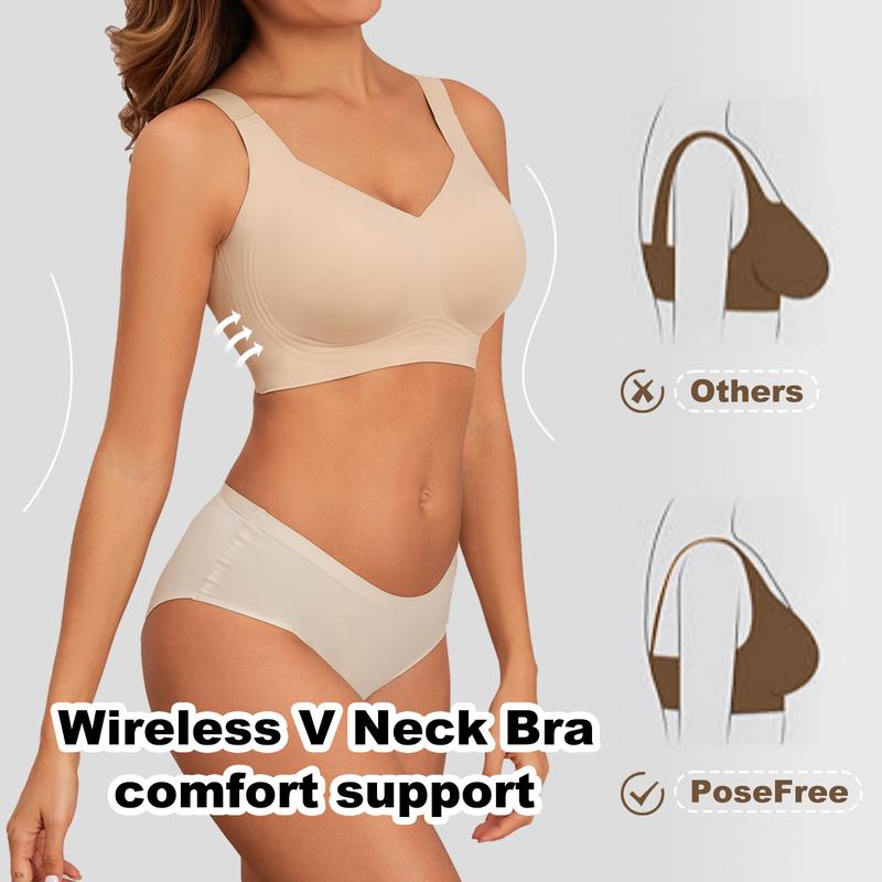 Comfortable and Supportive Women's Seamless Wireless Push Up Comfort Soft Full Coverage T-Shirt Bra with No Underwire- Womenswear, Everyday silk bra stockingstuffers for