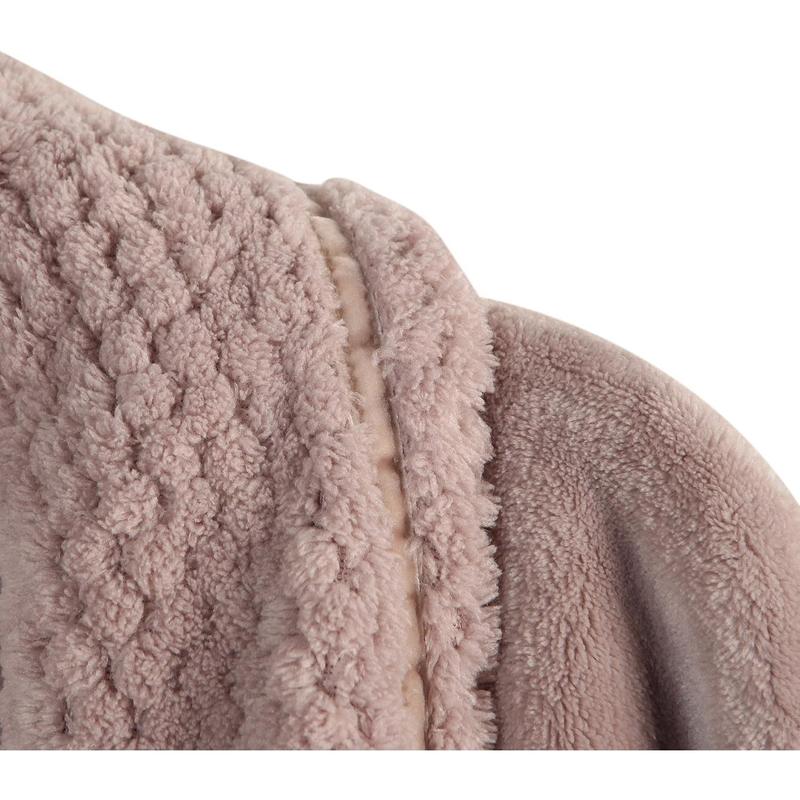 Women's Plush Soft Warm Fleece Bathrobe Robe RH1591