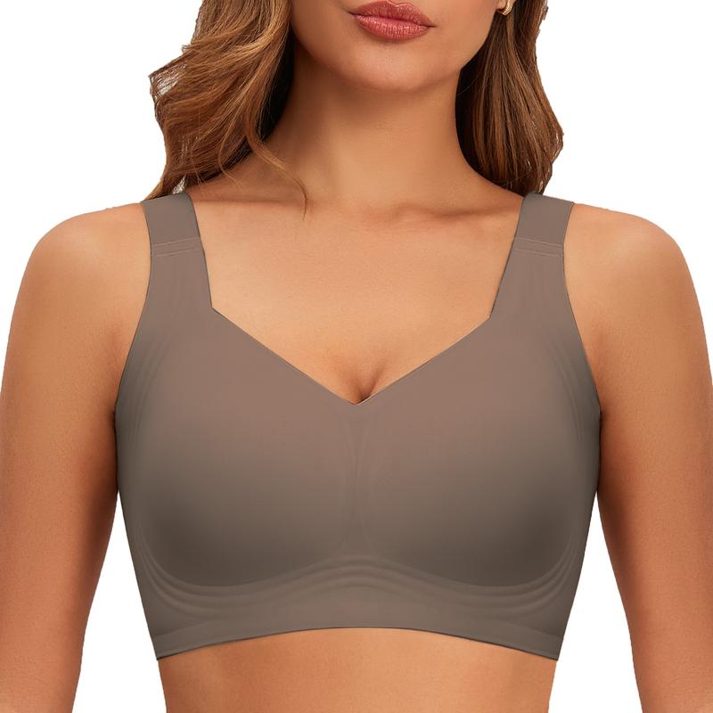 Comfortable and Supportive Women's Seamless Wireless Push Up Comfort Soft Full Coverage T-Shirt Bra with No Underwire- Womenswear, Everyday silk bra stockingstuffers for