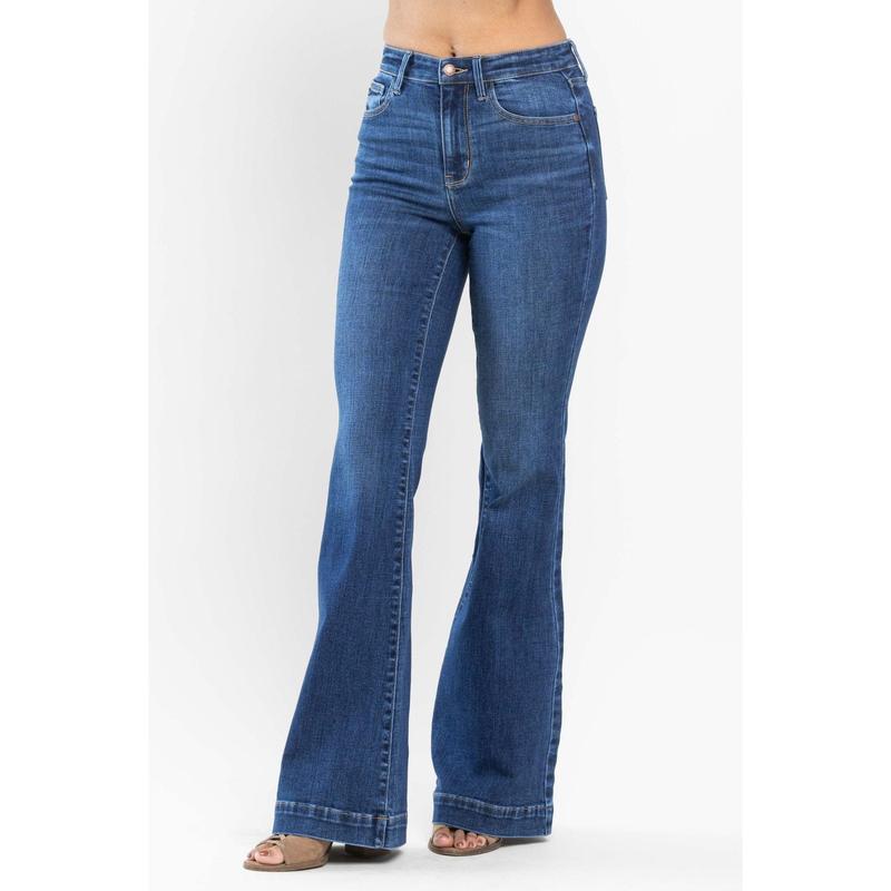 JUDY BLUE HI WAIST WIDE HEM FLARE JEANS