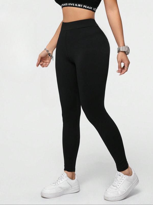 Women's Solid High Waist Leggings, Casual Comfy Breathable Skinny Pants for Daily Wear, Ladies Bottoms for All Seasons