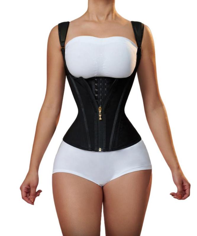 SHAPEASY Women's Solid Zipper Waist Corset, Comfort Closure Fajas Colombianas Shapewear Vest, Women Tummy Flattering Outfits Clothes Underbust Tank Tops Womenswear Fitted