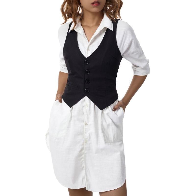 Female Waistcoat, Solid Color  Striped V-Neck Sleeveless Tops Blouse Vest for Summer, S M L XL XXL