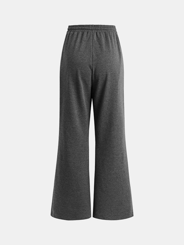 YOZY [2 colors] Drawstring Waist Sweatpants  Casual Pocket Wide Leg Trousers, 2024 Ladies Back To School Bottoms for All Seasons