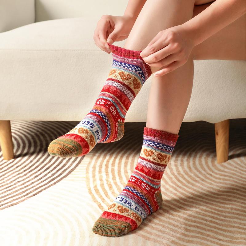 Wool Socks - Vintage Winter Warm Wool Socks for Women, Soft Cozy Socks, Thick Knit Boots Socks Gifts for Women Men，Winter Essentials