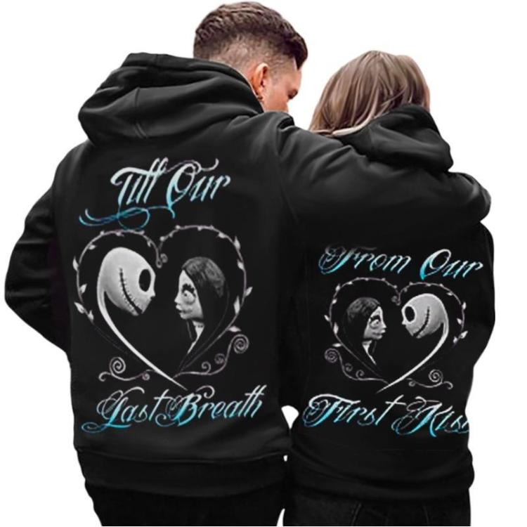 Jack and Sally Couple Hoodie, Romantic Jack Sally Couple Halloween Shirt, Matching Outfits, Unisex Lovers Gift Shirt For Men, For Women All Sizes All Colors