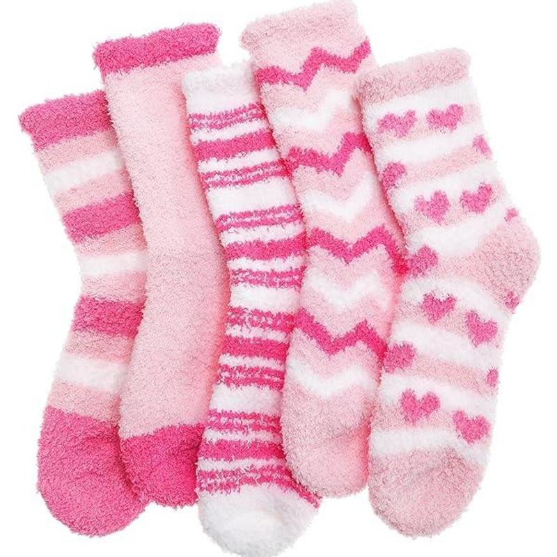 Women's Cozy Fuzzy Socks (5 pairs) - Soft, Warm, and Thick Winter Cabin Slipper Socks. Ideal for Cold Weather, Gifting, and All-Day Comfort