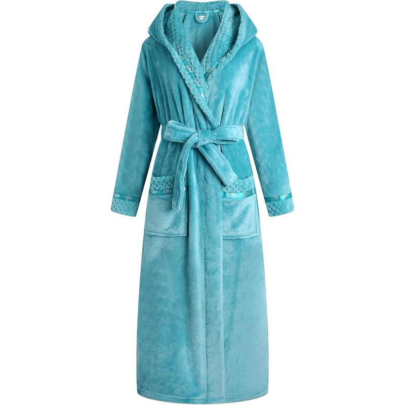 Women's Plush Soft Warm Fleece Bathrobe Robe RH1591