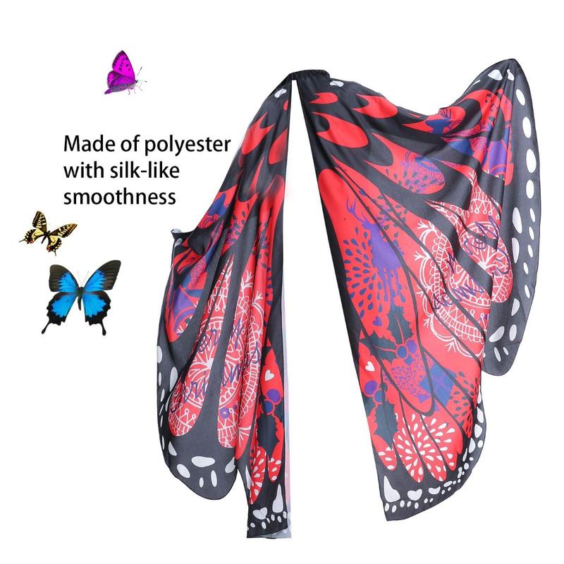 AWAYTR Butterflies Wings Shawl for Womens Halloween Fairy Ladies Cape Costume Accessories Party Dress Up Womenswear Butterfly Clothing