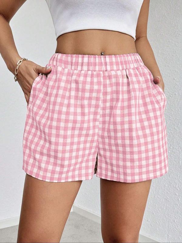 Women's Striped Print Pocket Elastic Waist Shorts, Casual Comfy Wide Leg Shorts for Summer, Shorts for Women, Fashion Women's Bottoms for Daily Wear, Back To School Outfit