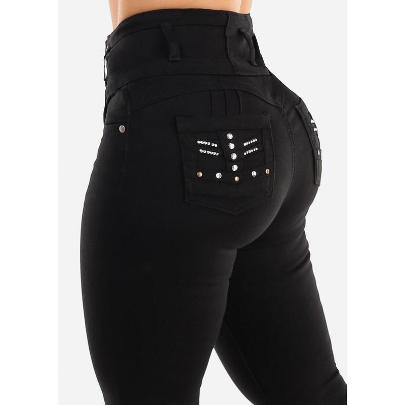 Butt Lift Super High Waist Black Skinny Jeans