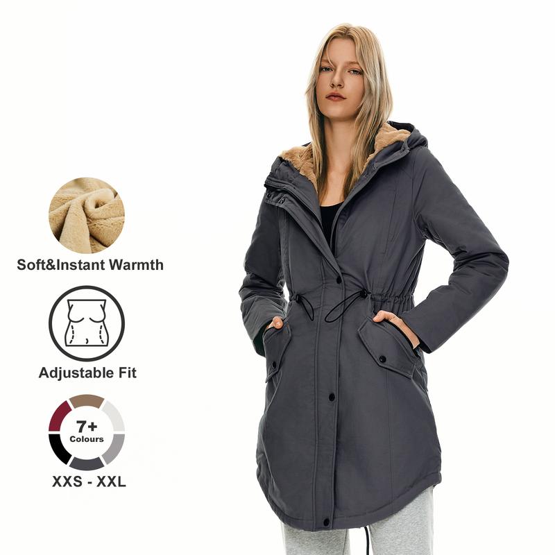 Orolay Women's Thicken Fleece-Lined Parka Hooded Winter Coat with Adjustable Fit and Multiple Pockets