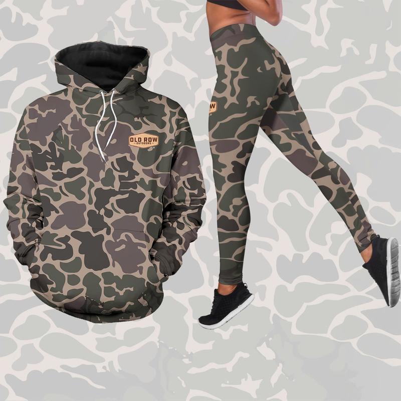 Old Row Outdoors Deer Badge Camo Legging Set Combo for Women - Cute 3D Hoodie Leggings 1