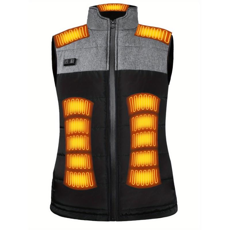 Women's Casual Heated Vest with Fleece Lining - USB Powered, 3-Level Temperature Control, Windproof & Breathable, Stand Collar, Carbon Fiber for Long-Lasting Heat