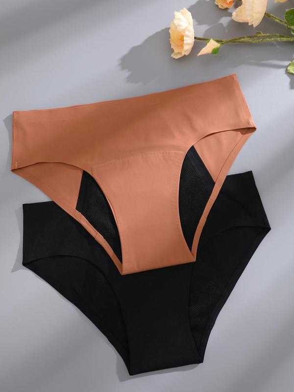 Women's Solid Color Drop Waist Period Panty, Casual Comfy Breathable Knicker for Daily Wear, Women's Underwear for All Seasons