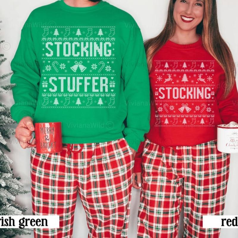 Couples Ugly Christmas Sweater, I'm Her Stocking Stuffer, Funny Couple Matching Christmas Sweatshirt, Ugly Sweater Holiday Party Outfit Xmas