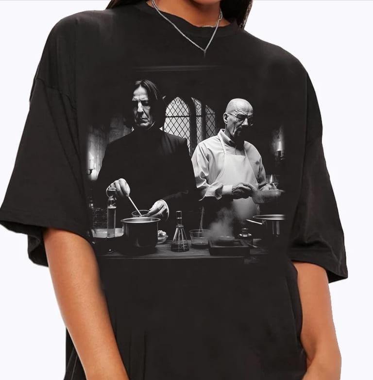 Vintage 90s Graphic Potterhead Potter Book T-Shirt -  Severus Snape and Walter White in Lab Shirt- Gift For Man and Woman Unisex Shirt, Gift for Women and Men