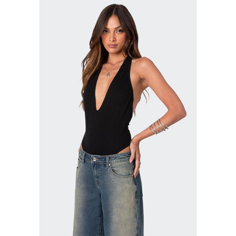 Deep V Backless Bodysuit