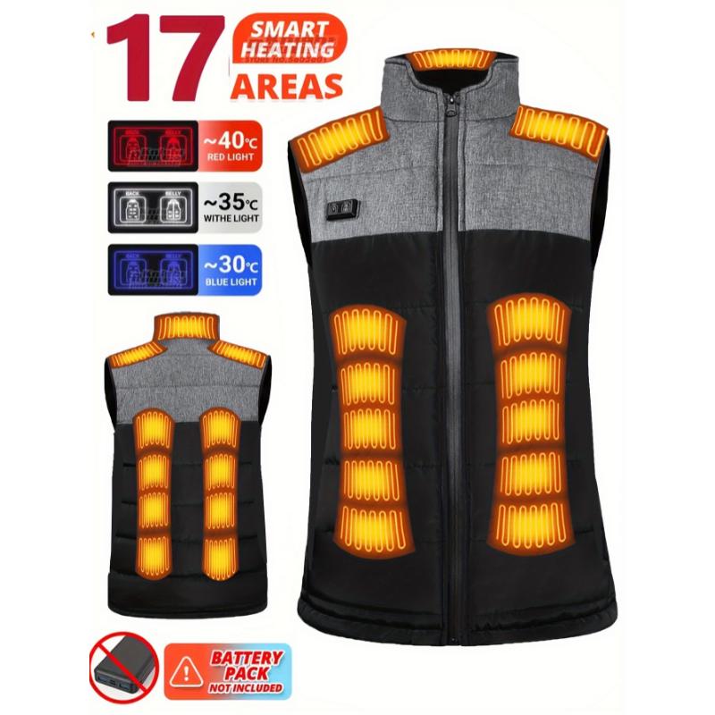 Women's Casual Heated Vest with Fleece Lining - USB Powered, 3-Level Temperature Control, Windproof & Breathable, Stand Collar, Carbon Fiber for Long-Lasting Heat