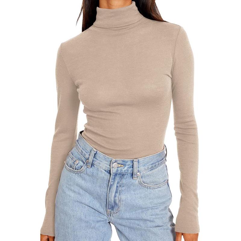 Fashion Queen Women's Autumn Turtleneck Long Sleeve Shirt Base Layered Slim Fit Soft Thermal Underwear Top Womenswear Comfort