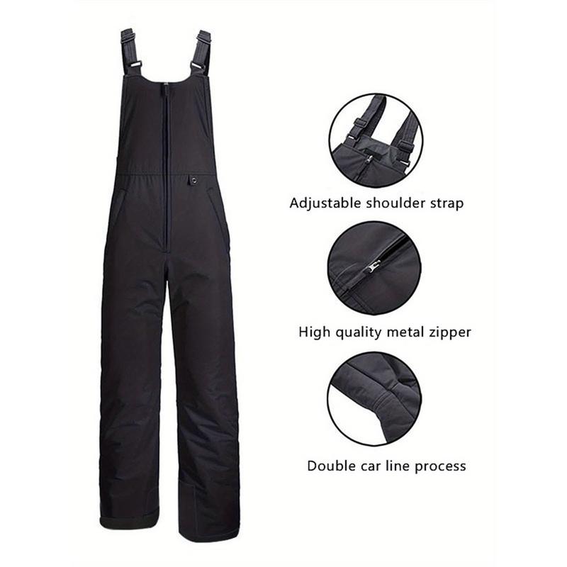 Women's Sleeveless Ski Overalls, Adjustable Shoulder Strap Jumpsuit, Side Pocket Long One-Piece Clothes