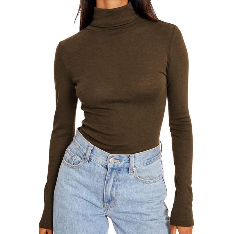 Fashion Queen Women's Autumn Turtleneck Long Sleeve Shirt Base Layered Slim Fit Soft Thermal Underwear Top Womenswear Comfort