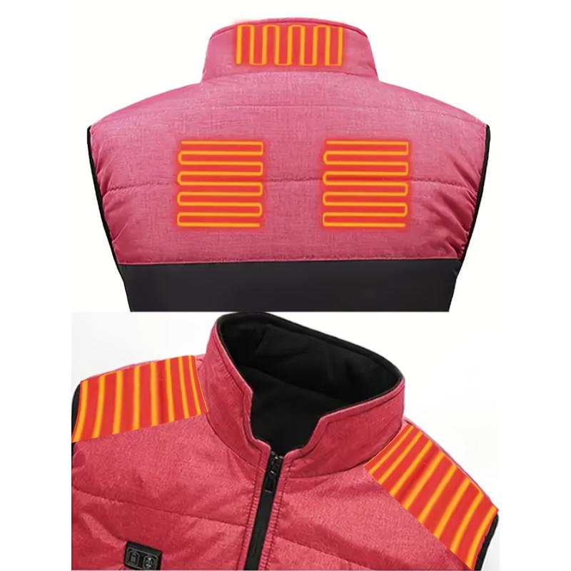 Women's Casual Heated Vest with Fleece Lining - USB Powered, 3-Level Temperature Control, Windproof & Breathable, Stand Collar, Carbon Fiber for Long-Lasting Heat