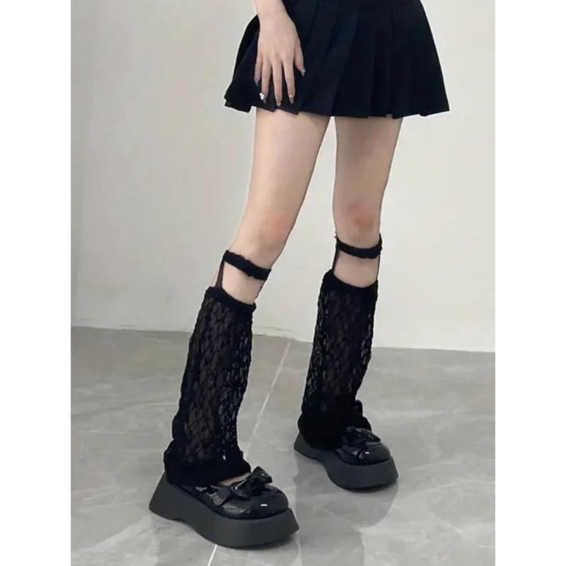 Women's Socks Lace Leg Warmers Y2K Knee High Hollow Out Gartered Leg Sleeves Socks for Girls