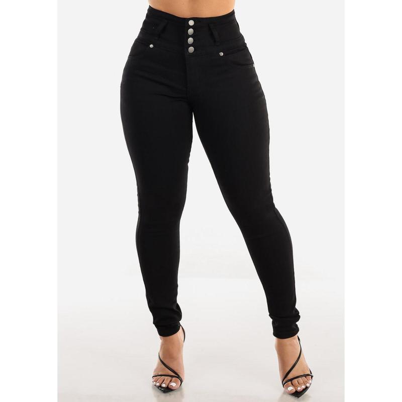 Butt Lift Super High Waist Black Skinny Jeans