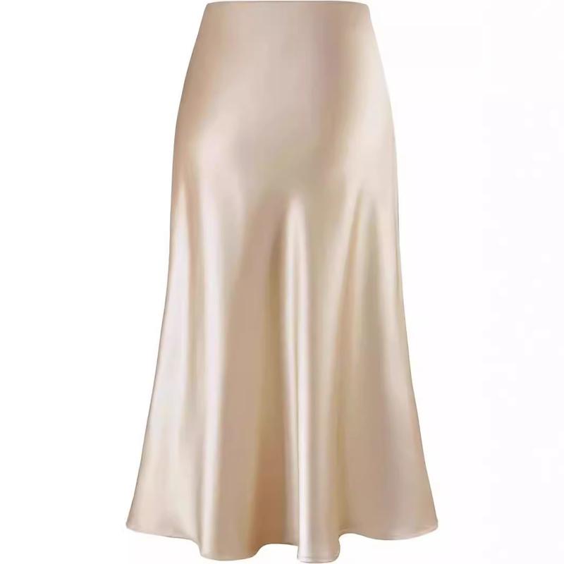 2024 Spring and Summer Skirt Gentle Elegant Graceful High Waist Fishtail Satin Acetate Sheath Skirt Womenswear Bottom