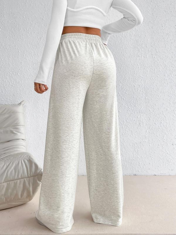 Women's Plain High Waist Wide Leg Sweatpants, Casual Solid Straight Leg Pants for Daily Wear, Ladies Bottoms for All Seasons