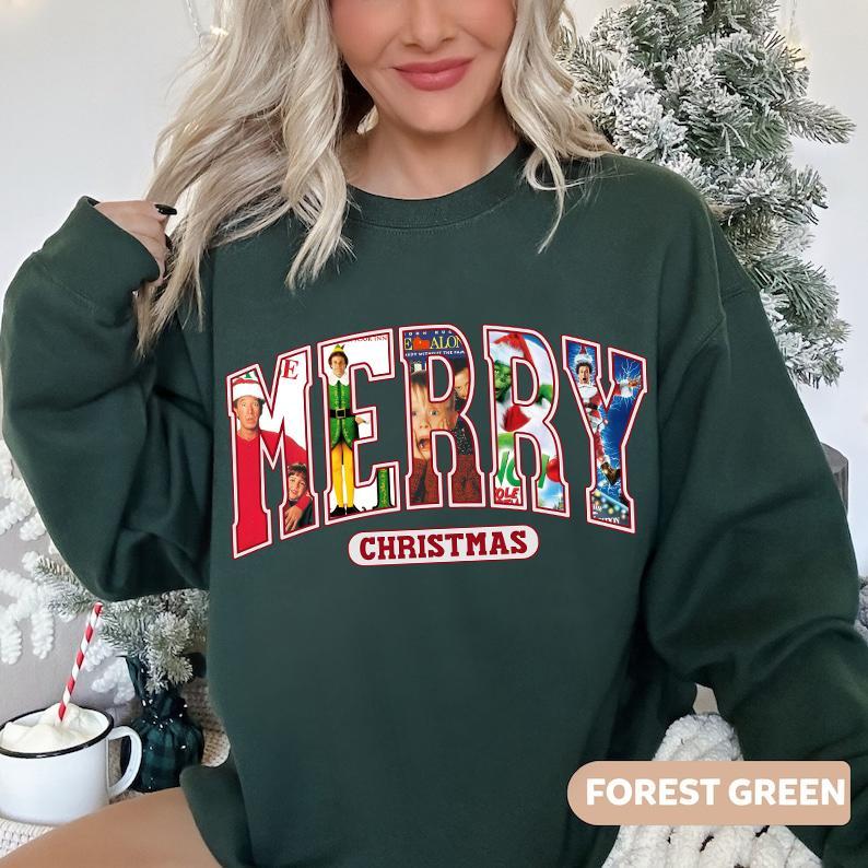 MERRY Christmas 90s Movies Sweatshirt-Hoodie-Tshirt, Christmas Shirtt For Movies Lovers, Christmas Shirt, Thanksgiving Shirt