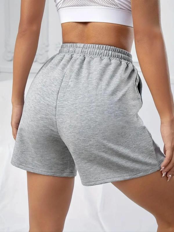 Women's Plain Drawstring Waist Shorts, Casual High Waist Shorts for Daily Wear, Ladies Bottoms for All Seasons