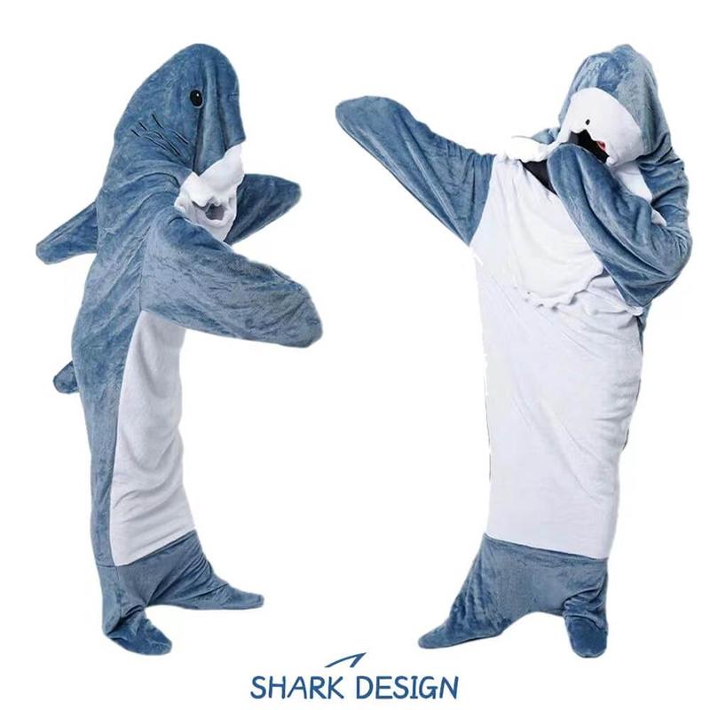 Shark Blanket Hoodie Onesie Adult & Kid, Wearable Shark Blanket, Shark Sleeping Bag, Soft Cozy Shark Onesie Costume