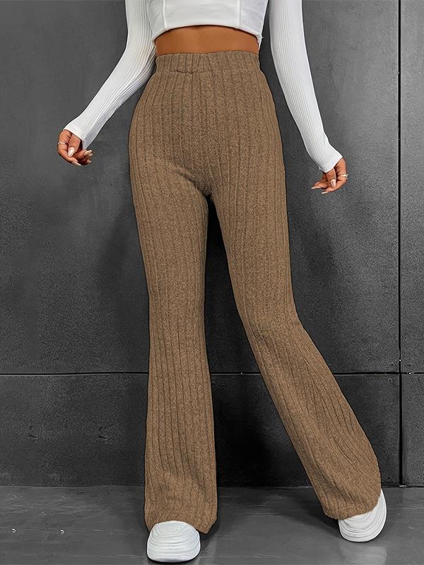  Solid Color Flare Leg Pants, Casual Comfy Bell Bottom Trousers for Daily Wear, Gift Set, Women's Bottoms for Fall & Winter