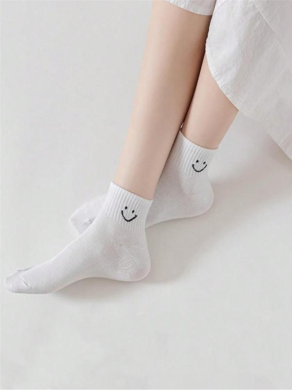 Women's Random Color Smile Face Print Ankle Socks, Comfort Moisture Wicking Low Cut Socks, Socks for Women, Leg Warmers, Summer Clothes Women, Women's Clothing, Breathable Socks for All Seasons Daily Wear, Womenswear